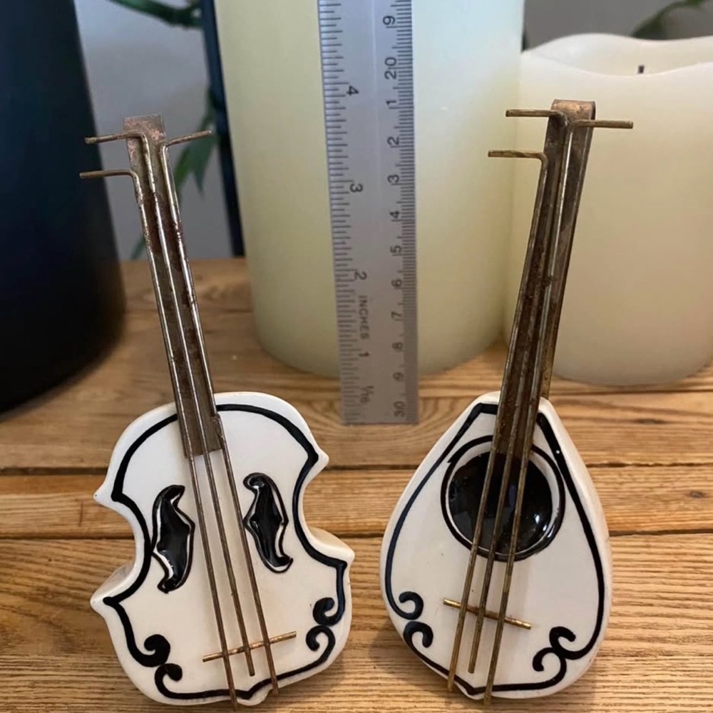 Vintage Mid-Century Ceramic Instrument Salt & Pepper Shakers